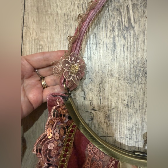 Nicole Lee Velvet Lace Embellished Bag Purse Pink Boho Girlhood Maximalist - Picture 9 of 10